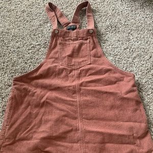 Pink corduroy overall dress